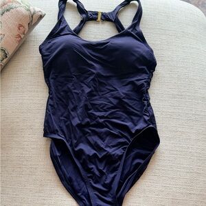 Andie Navy One-Piece Swimsuit with Gold Back Clasp